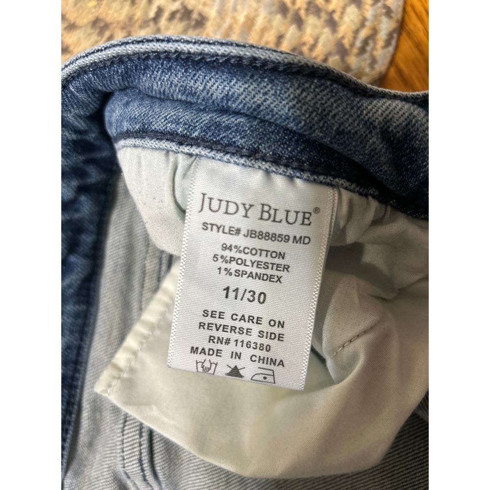 Judy Blue Dad Jeans Distressed Med Wash Straight Leg Denim JB88859 MD Size 11/30 - Picture 5 of 5